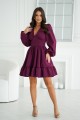Къса бордова рокля с буфанти 322-10
