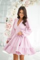 Къса розова рокля с буфанти 322-20