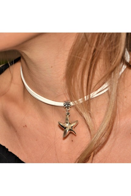Бял чокър White star(A3540)