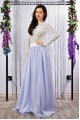 Феерична дълга пола от шифон и сатен в светло лилаво (P6020)  