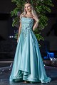 Романтична бална рокля в цвят мента с асиметрична пола (RO99461)