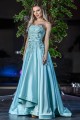 Романтична бална рокля в цвят мента с асиметрична пола (RO99461)