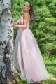 Феерична дълга тюлена рокля в цвят пудра (RO99516)