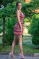 Къса бална пайетена рокля с красив десен (RO99421)